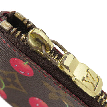 ルイヴィトン LOUIS VUITTON LV × TM ポシェット クレ M95042 モノグラムチェリー モノグラムキャンバス コインケース ゴールド金具 茶 キーチェーン付き 村上隆