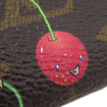 ルイヴィトン LOUIS VUITTON LV × TM ポシェット クレ M95042 モノグラムチェリー モノグラムキャンバス コインケース ゴールド金具 茶 キーチェーン付き 村上隆