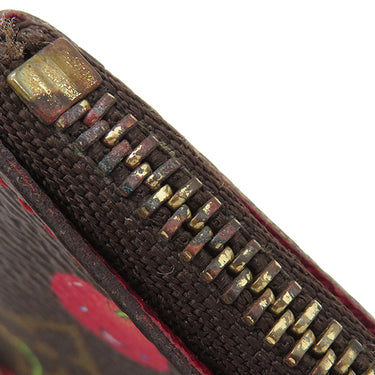 ルイヴィトン LOUIS VUITTON LV × TM ポシェット クレ M95042 モノグラムチェリー モノグラムキャンバス コインケース ゴールド金具 茶 キーチェーン付き 村上隆