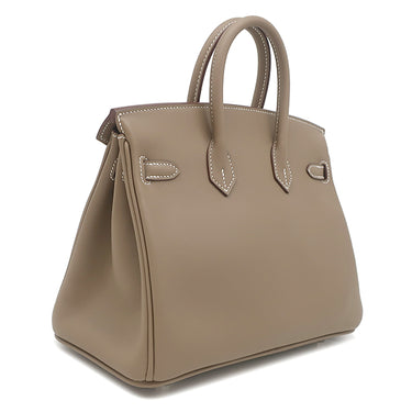 エルメス HERMES バーキン25 エトゥープ ヴォースイフト ハンドバッグ シルバー金具 グレージュ