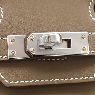 エルメス HERMES バーキン25 エトゥープ ヴォースイフト ハンドバッグ シルバー金具 グレージュ