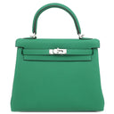 エルメス HERMES ケリー25 内縫い ヴェールヴェルティゴ トゴ 2WAYバッグ シルバー金具 緑 ショルダー ハンドバッグ