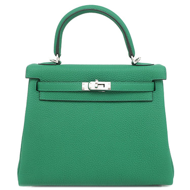 エルメス HERMES ケリー25 内縫い ヴェールヴェルティゴ トゴ 2WAYバッグ シルバー金具 緑 ショルダー ハンドバッグ