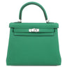 エルメス HERMES ケリー25 内縫い ヴェールヴェルティゴ トゴ 2WAYバッグ シルバー金具 緑 ショルダー ハンドバッグ