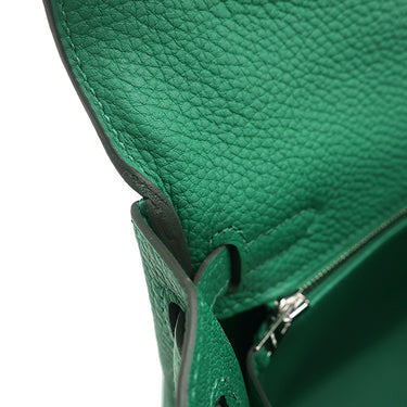 エルメス HERMES ケリー25 内縫い ヴェールヴェルティゴ トゴ 2WAYバッグ シルバー金具 緑 ショルダー ハンドバッグ