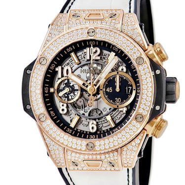 腕時計 ウブロ HUBLOT ビッグバン ウニコ キングゴールド パヴェ 421.OX.1180.RX.1704 自動巻き メンズ K18KG×Ti 純正ダイヤ デイト