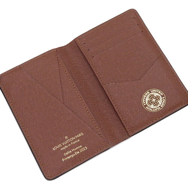 ルイヴィトン LOUIS VUITTON オーガナイザー ドゥ ポッシュ N00138 バーズダミエエベヌ レザー LVバーズダミエエベヌキャンバス カードケース 茶 マルチカラー 二つ折り