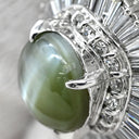 ノンブランド NON BRAND クリソベリル キャッツアイ2.92ct ダイヤ プラチナシルバー Pt900 クリソベリルキャッツアイ ダイヤモンド リング 指輪 緑褐色 猫目石 プラチナ テーパー 9.5号