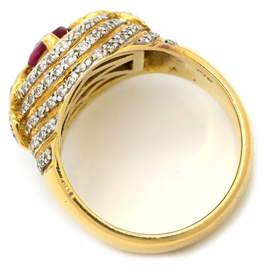 ノンブランド NON BRAND ルビー ダイヤ レッド×イエローゴールド K18YG ルビー ダイヤモンド リング 指輪 イエローゴールド Au750 18K 18金 赤 オーバルミックスカット 16.5号