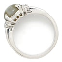 ノンブランド NON BRAND クリソベリル キャッツアイ ダイヤ リング プラチナシルバー Pt900 クリソベリルキャッツアイ ダイヤモンド リング 指輪 猫目石 プラチナム カボションカット PT ダイヤモンド 10.5号