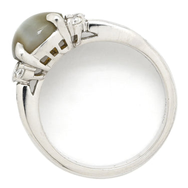 ノンブランド NON BRAND クリソベリル キャッツアイ ダイヤ リング プラチナシルバー Pt900 クリソベリルキャッツアイ ダイヤモンド リング 指輪 猫目石 プラチナム カボションカット PT ダイヤモンド 10.5号