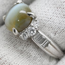 ノンブランド NON BRAND クリソベリル キャッツアイ ダイヤ リング プラチナシルバー Pt900 クリソベリルキャッツアイ ダイヤモンド リング 指輪 猫目石 プラチナム カボションカット PT ダイヤモンド 10.5号