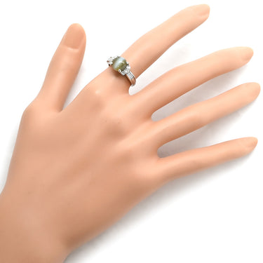 ノンブランド NON BRAND クリソベリル キャッツアイ ダイヤ リング プラチナシルバー Pt900 クリソベリルキャッツアイ ダイヤモンド リング 指輪 猫目石 プラチナム カボションカット PT ダイヤモンド 10.5号