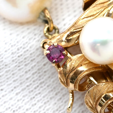 ノンブランド NON BRAND あこやパール 8.5mm 4Pルビー 2連 パールホワイトXゴールド パール K14 ルビー ネックレス 真珠 アコヤパール 白 ピンク ラウンドシェイプ