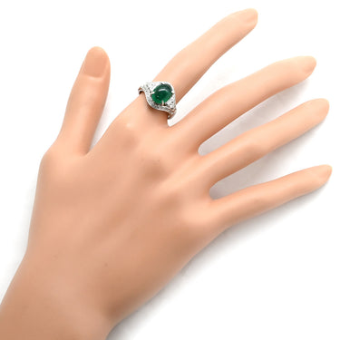 ノンブランド NON BRAND エメラルド 1.62ct ダイヤモンド プラチナシルバー Pt900 エメラルド ダイヤモンド リング 指輪 グリーン 緑 プラチナム オーバルカボションカット 12号