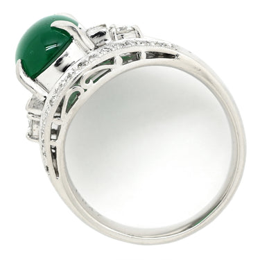 ノンブランド NON BRAND エメラルド 1.62ct ダイヤモンド プラチナシルバー Pt900 エメラルド ダイヤモンド リング 指輪 グリーン 緑 プラチナム オーバルカボションカット 12号