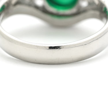 ノンブランド NON BRAND エメラルド 1.62ct ダイヤモンド プラチナシルバー Pt900 エメラルド ダイヤモンド リング 指輪 グリーン 緑 プラチナム オーバルカボションカット 12号