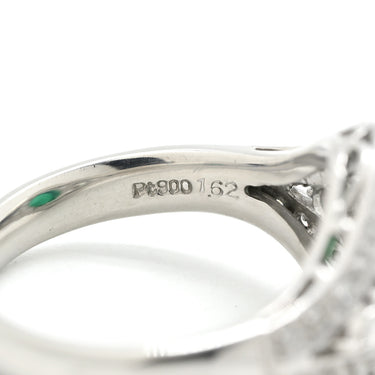 ノンブランド NON BRAND エメラルド 1.62ct ダイヤモンド プラチナシルバー Pt900 エメラルド ダイヤモンド リング 指輪 グリーン 緑 プラチナム オーバルカボションカット 12号