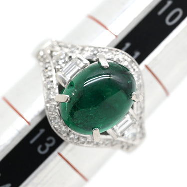 ノンブランド NON BRAND エメラルド 1.62ct ダイヤモンド プラチナシルバー Pt900 エメラルド ダイヤモンド リング 指輪 グリーン 緑 プラチナム オーバルカボションカット 12号