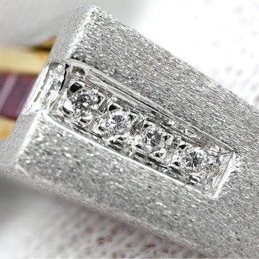 ノンブランド NON BRAND ルビー 0.6ct ダイヤリング ホワイトゴールドXイエローゴールド K18WG ルビー ダイヤモンド リング 指輪 レッド 赤 スクエアカット 6Pルビー シルバーXゴールド コンビ ダイヤモンド 14号