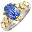 ノンブランド NON BRAND サファイア ダイヤ リング イエローゴールド×プラチナシルバー K18YG Pt900 サファイア ダイヤモンド リング 指輪 Au750 18K Pt900 ブルー コンビ 4.32ct 12号