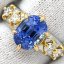 ノンブランド NON BRAND サファイア ダイヤ リング イエローゴールド×プラチナシルバー K18YG Pt900 サファイア ダイヤモンド リング 指輪 Au750 18K Pt900 ブルー コンビ 4.32ct 12号