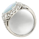ノンブランド NON BRAND ブラックオパール 4.77ct ダイヤモンドリング プラチナシルバー Pt900 オパール ダイヤモンド リング 指輪 オーバルカボションカット 1石 1粒 マルチカラー 遊色 パヴェ 13号