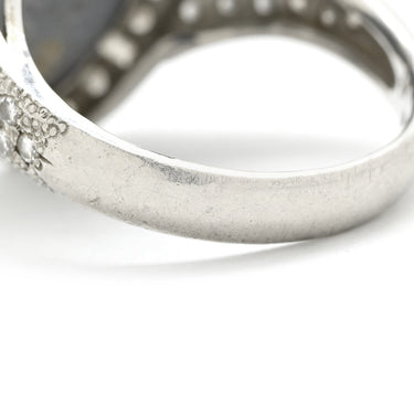 ノンブランド NON BRAND ブラックオパール 4.77ct ダイヤモンドリング プラチナシルバー Pt900 オパール ダイヤモンド リング 指輪 オーバルカボションカット 1石 1粒 マルチカラー 遊色 パヴェ 13号