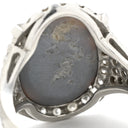 ノンブランド NON BRAND ブラックオパール 4.77ct ダイヤモンドリング プラチナシルバー Pt900 オパール ダイヤモンド リング 指輪 オーバルカボションカット 1石 1粒 マルチカラー 遊色 パヴェ 13号