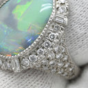 ノンブランド NON BRAND ブラックオパール 4.77ct ダイヤモンドリング プラチナシルバー Pt900 オパール ダイヤモンド リング 指輪 オーバルカボションカット 1石 1粒 マルチカラー 遊色 パヴェ 13号