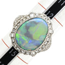 ノンブランド NON BRAND ブラックオパール 4.77ct ダイヤモンドリング プラチナシルバー Pt900 オパール ダイヤモンド リング 指輪 オーバルカボションカット 1石 1粒 マルチカラー 遊色 パヴェ 13号