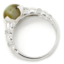 ノンブランド NON BRAND クリソベリル キャッツアイ ダイヤ リング プラチナシルバー Pt900 クリソベリルキャッツアイ ダイヤモンド リング 指輪 猫目石 4.229ctct PT ダイヤモンド オーバル 11号