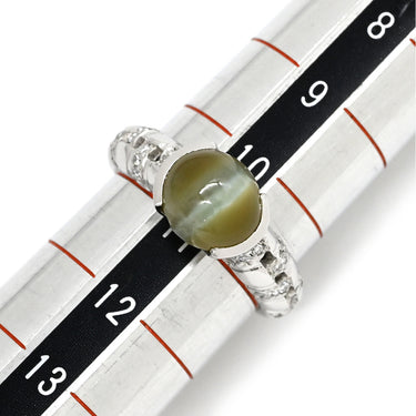 ノンブランド NON BRAND クリソベリル キャッツアイ ダイヤ リング プラチナシルバー Pt900 クリソベリルキャッツアイ ダイヤモンド リング 指輪 猫目石 4.229ctct PT ダイヤモンド オーバル 11号