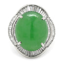 ノンブランド NON BRAND ヒスイ 12.07ct ダイヤモンド プラチナシルバー Pt900 ヒスイ ダイヤモンド リング 指輪 緑 グリーン 翡翠 ひすい ジェダイト オーバルカボションカット 11号