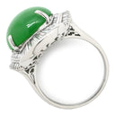 ノンブランド NON BRAND ヒスイ 12.07ct ダイヤモンド プラチナシルバー Pt900 ヒスイ ダイヤモンド リング 指輪 緑 グリーン 翡翠 ひすい ジェダイト オーバルカボションカット 11号