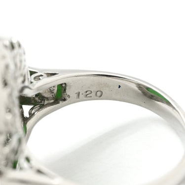 ノンブランド NON BRAND ヒスイ 12.07ct ダイヤモンド プラチナシルバー Pt900 ヒスイ ダイヤモンド リング 指輪 緑 グリーン 翡翠 ひすい ジェダイト オーバルカボションカット 11号
