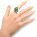 ノンブランド NON BRAND ヒスイ 12.07ct ダイヤモンド プラチナシルバー Pt900 ヒスイ ダイヤモンド リング 指輪 緑 グリーン 翡翠 ひすい ジェダイト オーバルカボションカット 11号