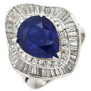 ノンブランド NON BRAND ブルーサファイア ダイヤ ブルー×プラチナシルバー Pt900 サファイア ダイヤモンド リング 指輪 5.60ct Pt900 プラチナム 青 ペアーシェイプカット パヴェ 14号