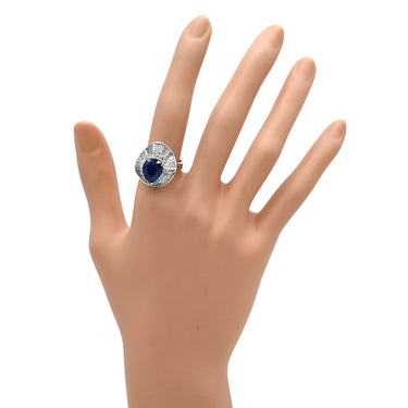 ノンブランド NON BRAND ブルーサファイア ダイヤ ブルー×プラチナシルバー Pt900 サファイア ダイヤモンド リング 指輪 5.60ct Pt900 プラチナム 青 ペアーシェイプカット パヴェ 14号