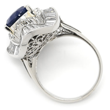 ノンブランド NON BRAND ブルーサファイア ダイヤ ブルー×プラチナシルバー Pt900 サファイア ダイヤモンド リング 指輪 5.60ct Pt900 プラチナム 青 ペアーシェイプカット パヴェ 14号