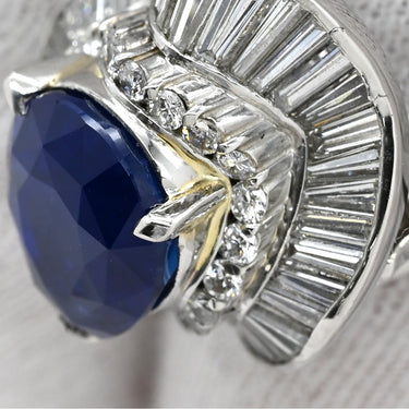 ノンブランド NON BRAND ブルーサファイア ダイヤ ブルー×プラチナシルバー Pt900 サファイア ダイヤモンド リング 指輪 5.60ct Pt900 プラチナム 青 ペアーシェイプカット パヴェ 14号