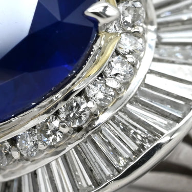 ノンブランド NON BRAND ブルーサファイア ダイヤ ブルー×プラチナシルバー Pt900 サファイア ダイヤモンド リング 指輪 5.60ct Pt900 プラチナム 青 ペアーシェイプカット パヴェ 14号