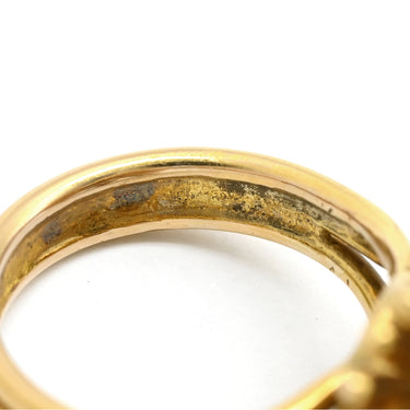 ノンブランド NON BRAND 合成エメラルド ダイヤモンド イエローゴールド K14YG ダイヤモンド 合成エメラルド リング 指輪 グリーン 緑 ラフカット デザインリング 14K 金性検査済 15号