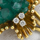 ノンブランド NON BRAND 合成エメラルド ダイヤモンド イエローゴールド K14YG ダイヤモンド 合成エメラルド リング 指輪 グリーン 緑 ラフカット デザインリング 14K 金性検査済 15号