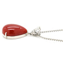 ノンブランド NON BRAND 珊瑚 サンゴ ダイヤ 0.43ct ペンダント レッドXプラチナシルバー Pt900 ダイヤモンド 珊瑚 Pt850(チェーン) ネックレス 赤 レッド 血赤 ミックスカボションカット ボールチェーン