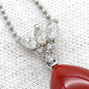 ノンブランド NON BRAND 珊瑚 サンゴ ダイヤ 0.43ct ペンダント レッドXプラチナシルバー Pt900 ダイヤモンド 珊瑚 Pt850(チェーン) ネックレス 赤 レッド 血赤 ミックスカボションカット ボールチェーン