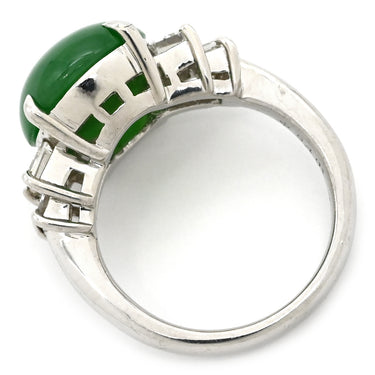 ノンブランド NON BRAND ヒスイ 5.40ct ダイヤモンド プラチナシルバー Pt900 ヒスイ ダイヤモンド リング 指輪 緑 グリーン 翡翠 ひすい ジェダイト プラチナ900 8号