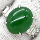 ノンブランド NON BRAND ヒスイ 5.40ct ダイヤモンド プラチナシルバー Pt900 ヒスイ ダイヤモンド リング 指輪 緑 グリーン 翡翠 ひすい ジェダイト プラチナ900 8号