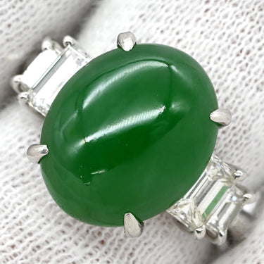 ノンブランド NON BRAND ヒスイ 5.40ct ダイヤモンド プラチナシルバー Pt900 ヒスイ ダイヤモンド リング 指輪 緑 グリーン 翡翠 ひすい ジェダイト プラチナ900 8号