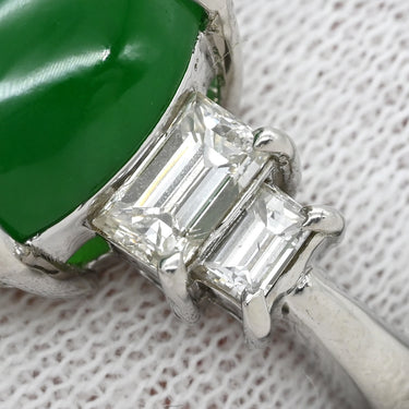 ノンブランド NON BRAND ヒスイ 5.40ct ダイヤモンド プラチナシルバー Pt900 ヒスイ ダイヤモンド リング 指輪 緑 グリーン 翡翠 ひすい ジェダイト プラチナ900 8号